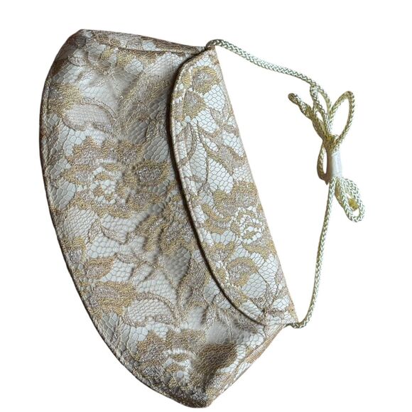 Vintage White & Gold Floral Small evening bag purse - Picture 2 of 4